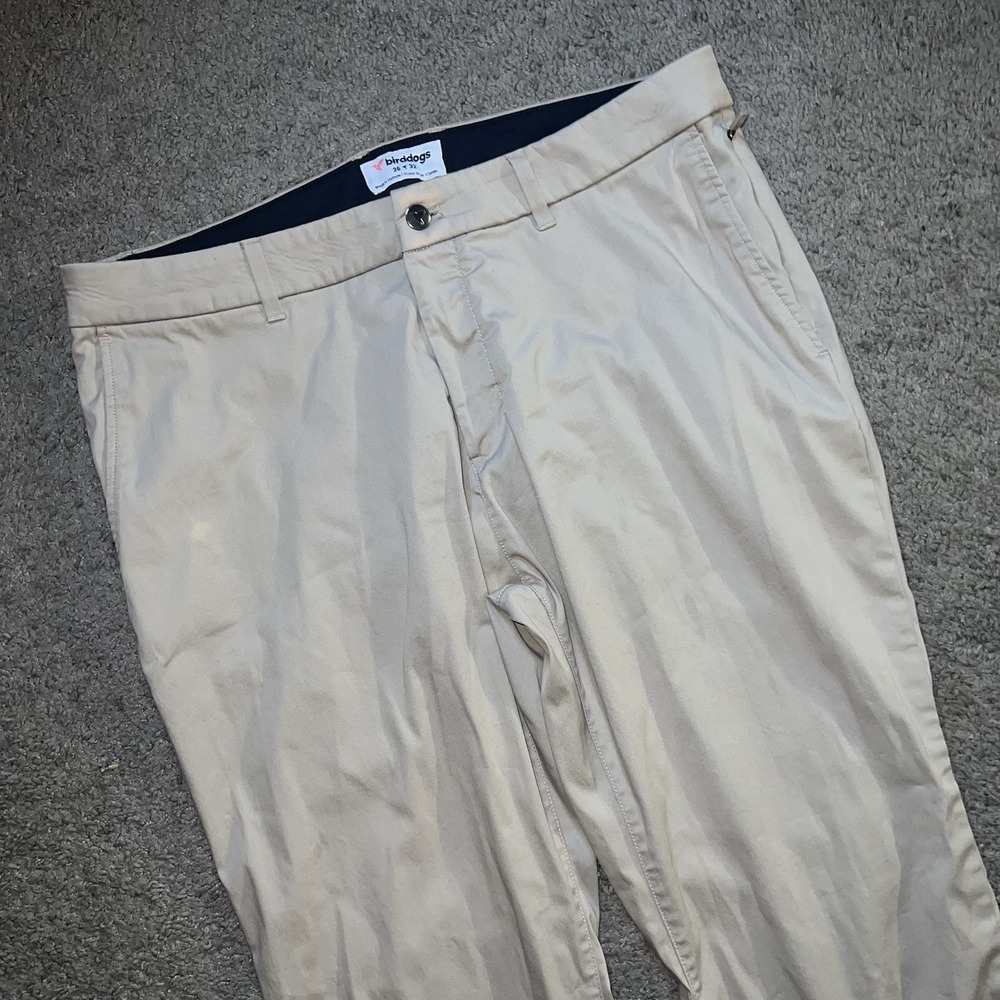 Bird Dogs Boom For Your Boomstick Pants Mens 36x32 Beige Chino Unlined Golf Tech